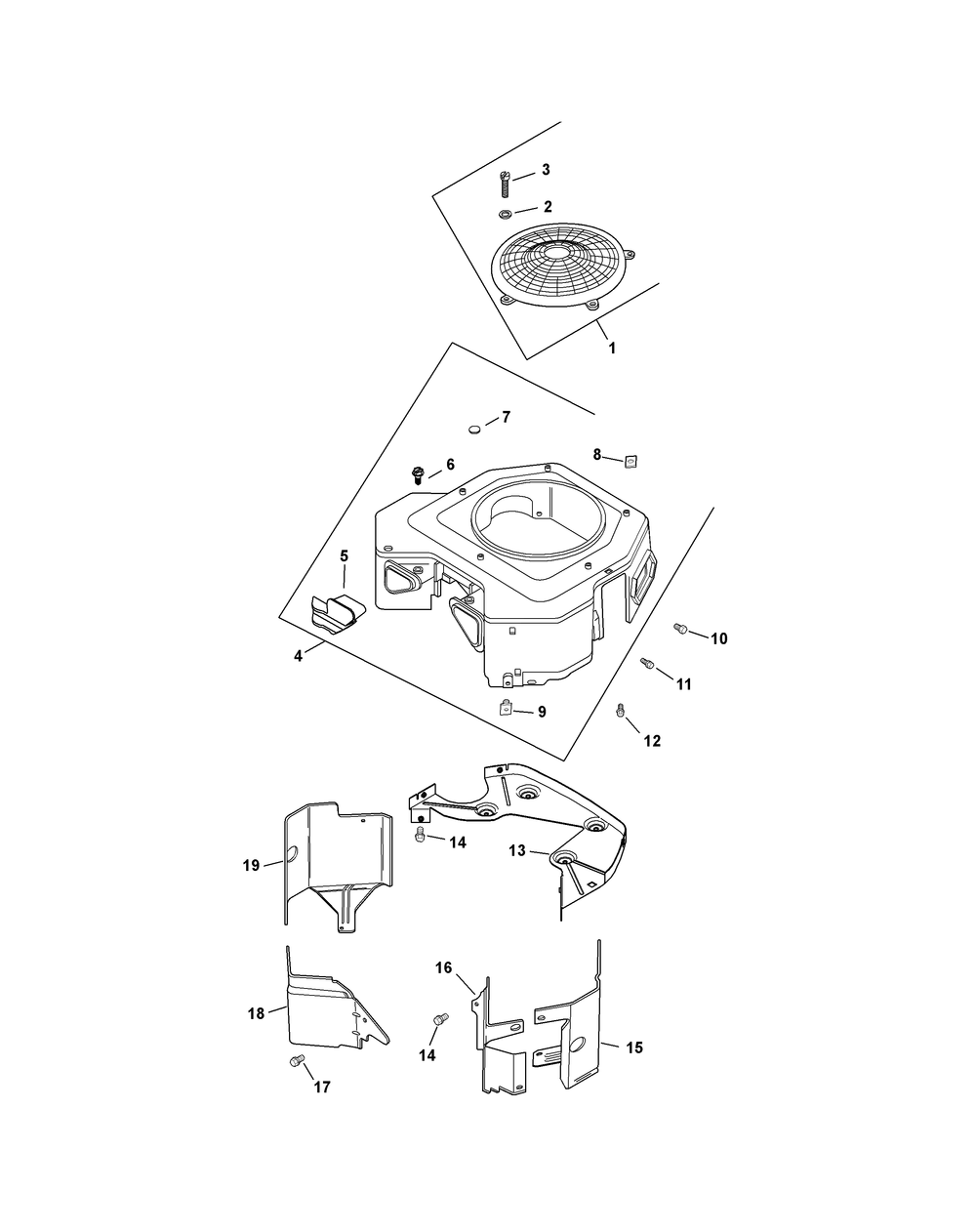 Kohler Cv730-3134 Blower Housing And Baffles Diagram and Parts List for Z-FORCES60-KH 53AH5FJD050-25HP Cub Cadet Lawn Tractor